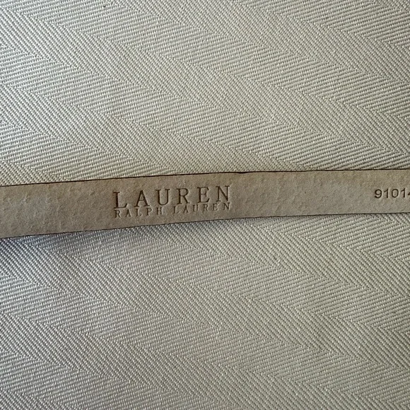 Lauren Ralph Lauren Brown Adjustable Leather Slim Belt with Gold Link Closure - Picture 5 of 6